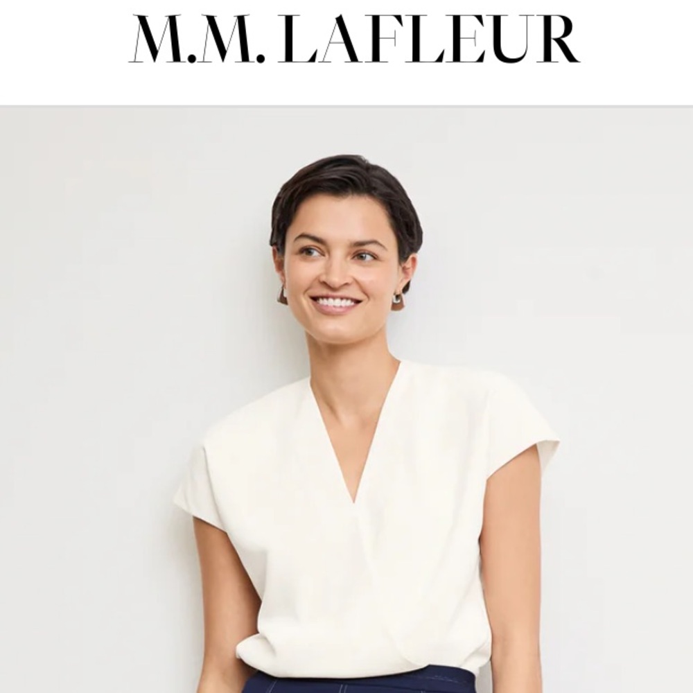 MM Lafleur Alabaster (Ivory) Antonia Soft Wave Top, L, NWT